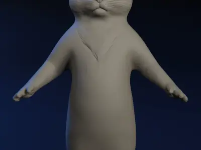 Cartoon cat Low-poly 3D model