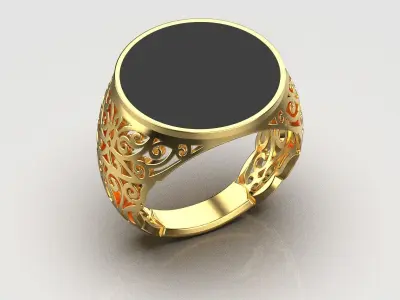 mens signet ring  3D print model