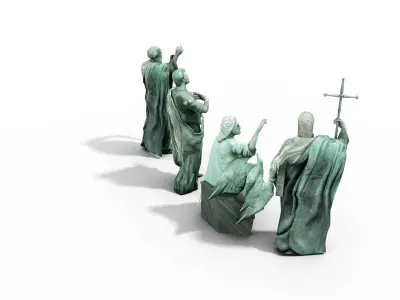Statues Cathedral Issakievskogo Low-poly 3D model