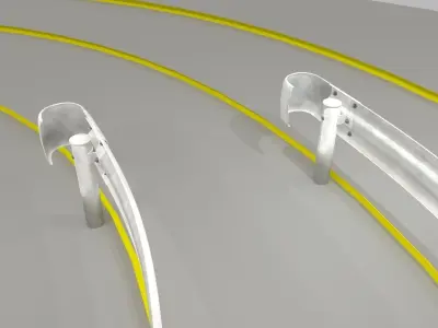 Guardrail - Japanese curved and dirty - high poly 3D model