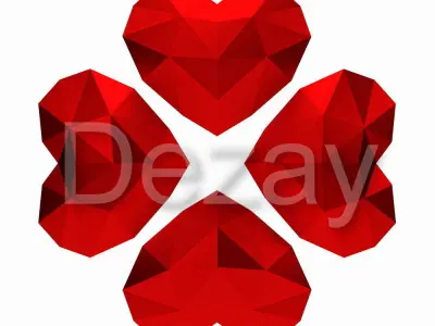 Red polygonal heart Free 3D model