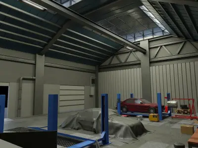Auto Service Garage Assets Pack  Low-poly 3D model