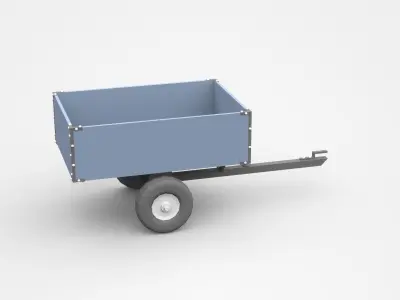 Industrial Trailer On Wheels 3D model