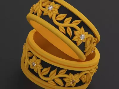 Leaves Eternity Wedding Rings  3D print model