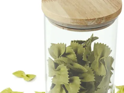 polypasta - Farfalle pasta spinaci in glass with lid 3D model