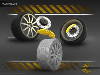 Sport Car Wheel  Lowpoly Low-poly 3D model