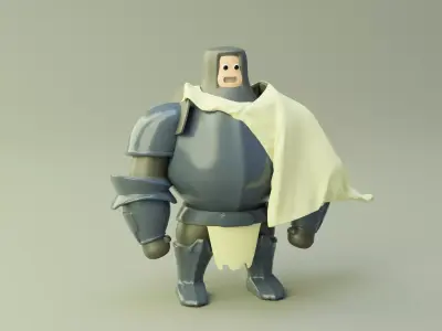 Cartoon Knight MMO Low-poly 3D model