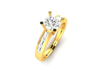 Solitaire Wedding Engagement Ring 3D print model 4