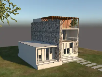 Villa modern house with stairs 3D model
