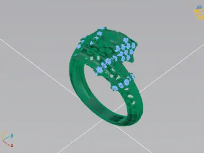Two Head Women Ring 3DM Womens Ring 3d models 3D print model 3D print model 14