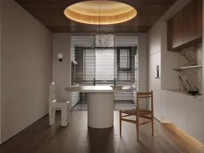 Modern living room dining room interior scenes  535 3D model