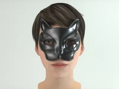 Carnival Mask - Cat with monocle 3D print model