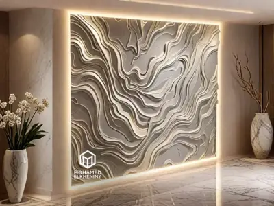 modern panel wall decor set wall relief mural CNC 122 3D model