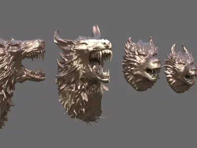 Alpha Wolf bust collection 2 3D model