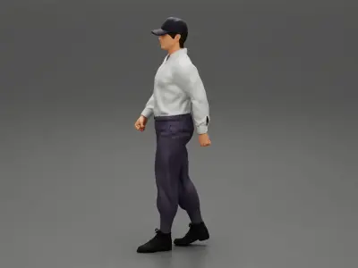 Delivery man walking in street 3D print model