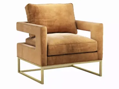 Avery Cognac Velvet Chair 3D model