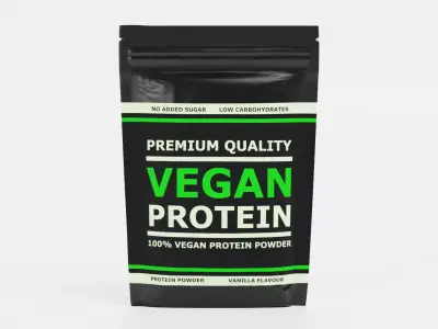 Vegan Protein - Product Concept Packaging Low-poly 3D model