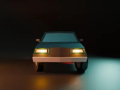 Low Poly Old Sedan Car Low-poly 3D model