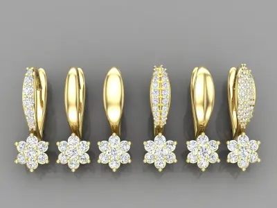  C3 The luxury female earring with gems 3D Model Pack