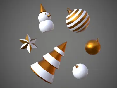 Christmas Happy New Year Decoration Props 3D model