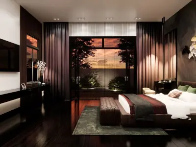 Modern master bedroom 3D model