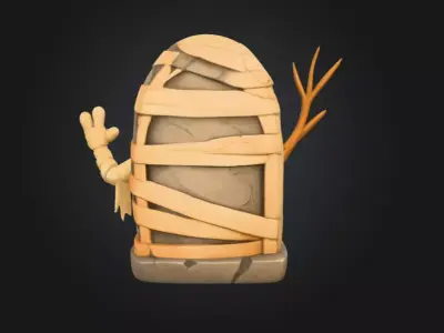 Mischievous Mummy Statue Low-poly 3D model