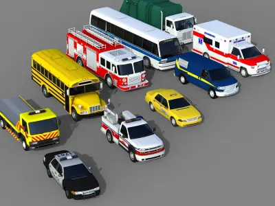 Utility Vehicles Pack High Quality Low-poly 3D model