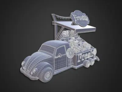 Asset - Cartoons - Food Car -  Fresh Fruits Car 3D model