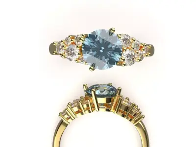 Multicolour Gemstone  Multi size Gem Ring 58 3D print model