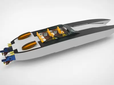 catamaran speed boat Low-poly 3D model