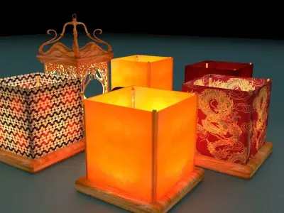 Chinese water lanterns 3D model