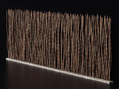 Screen long bamboo thin pebble decor n1 3D model