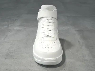 Nike Air Force 1 Mid white Low-poly 3D model
