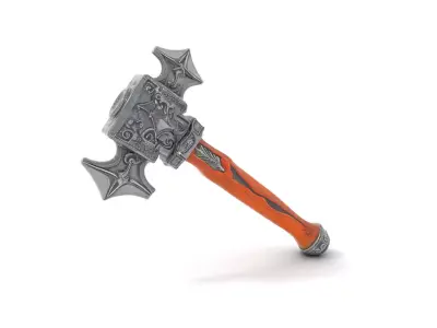 Ornate Silver Hammer model pack Low-poly 3D model