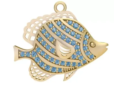 Luxury Fish Pendant Jewelry with Diamonds for Women 1944 3D print model