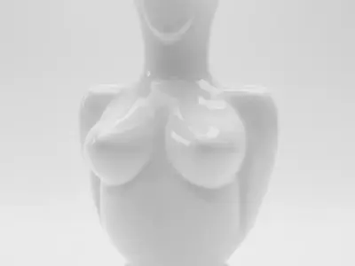 Abstract Female Torso Vase 3D Sculptural Ceramic Curved Form Low-poly 3D model