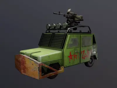 Doomsday car anti zombie Low-poly 3D model