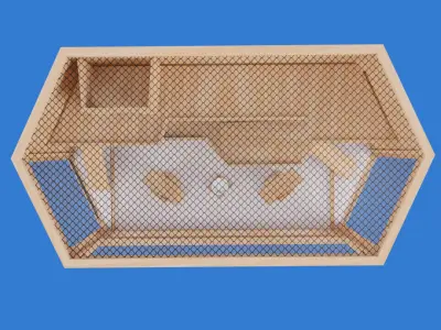 Wooden Hamster Cage Low-poly 3D model