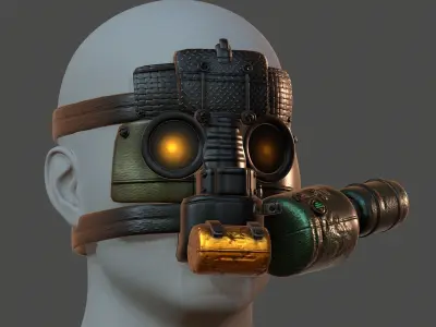 Gas mask helmet 3d model scifi Low-poly  Low-poly 3D model