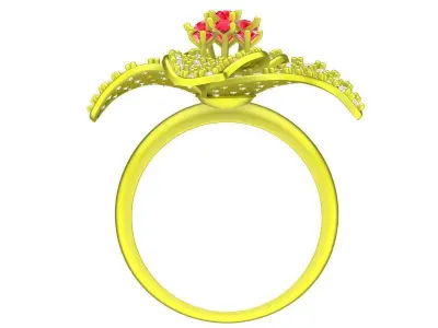 Elegant Flower Cluster Diamond Ring for Women 3D Model 4425 3D print model