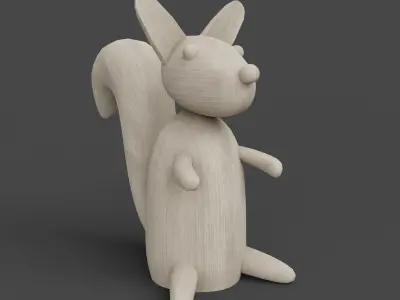 Wooden Squirrel Toy with Three Various Textures Set Low-poly 3D model