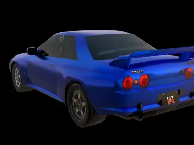 Low Poly Blue GTR Sports Car 3D Model Stylized Game Ready Low-poly 3D model
