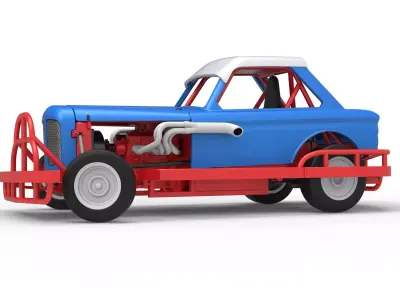 New Zealand Vintage Stock car while turning Scale 1 to 25 3D print model