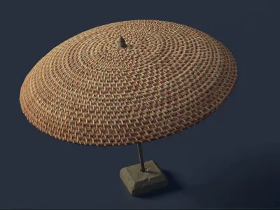 Indian Bamboo Umbrella Low-poly 3D model