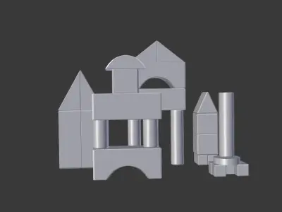 Toy Blocks Low-poly 3D model