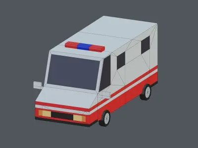 Cars trucks and buses Low-poly 3D model