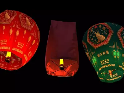 Chinese sky lantern 3D model 3
