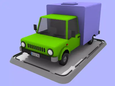 Cartoon Low Poly Truck Low-poly 3D model