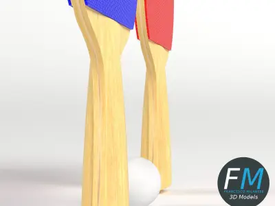 Ping pong paddles set 3D model