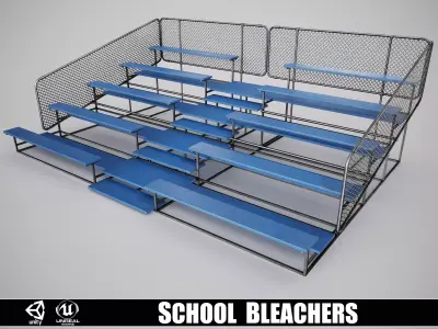 Painted Metal School Bleachers Low-poly 3D model